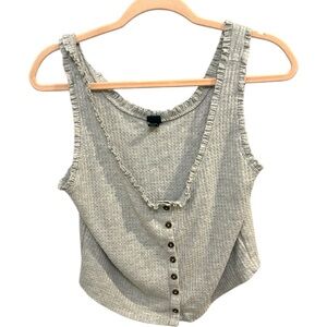 Target Wild Fable Waffle Crop Tank Size Medium Gray EUC F0885